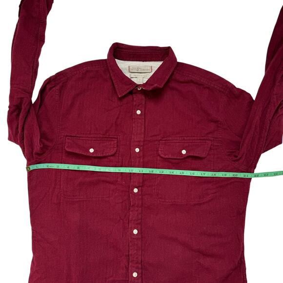 BANANA REPUBLIC Heritage Red Flannel Tailored Slim Fit Utility Shirt Size Large - Picture 5 of 7